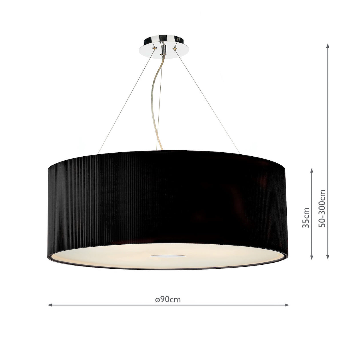 Zaragoza 6 Light Pendant Black 90cm<br>Black
