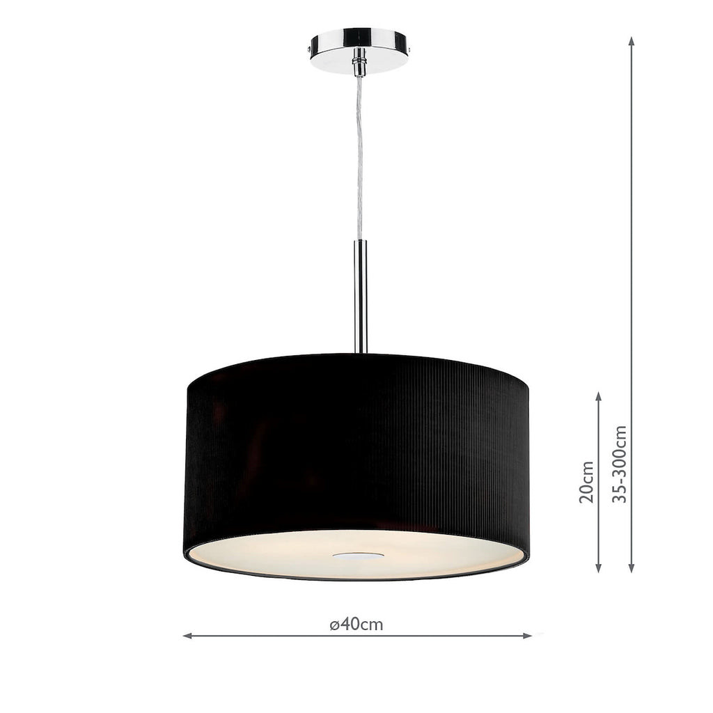 Zaragoza 3 Light Pendant Black 40cm<br>Black