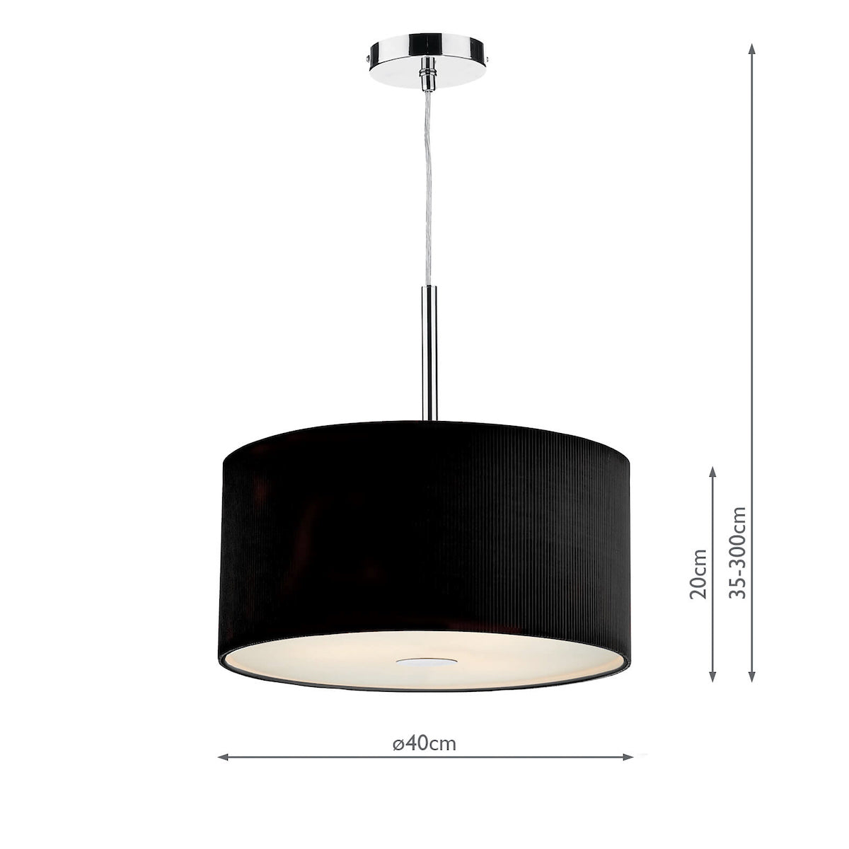 Zaragoza 3 Light Pendant Black 40cm<br>Black