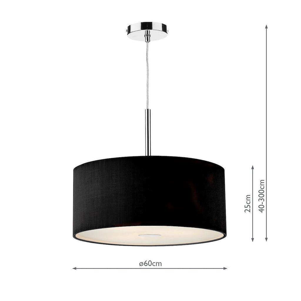 Zaragoza 3 Light Pendant Black 60cm<br>Black
