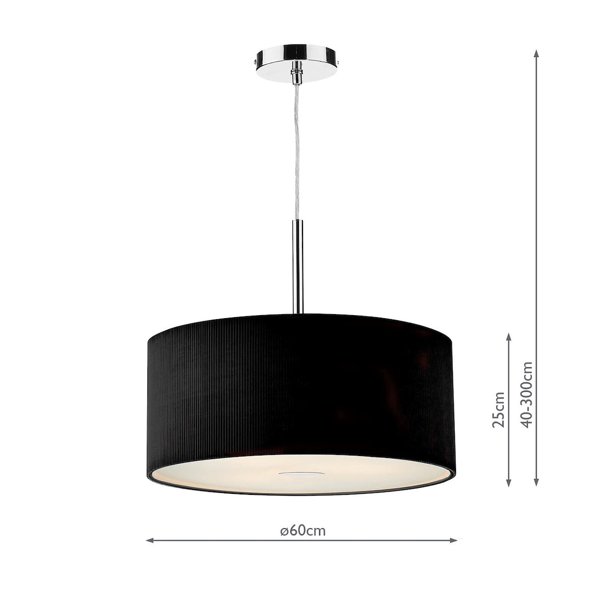 Zaragoza 3 Light Pendant Black 60cm<br>Black
