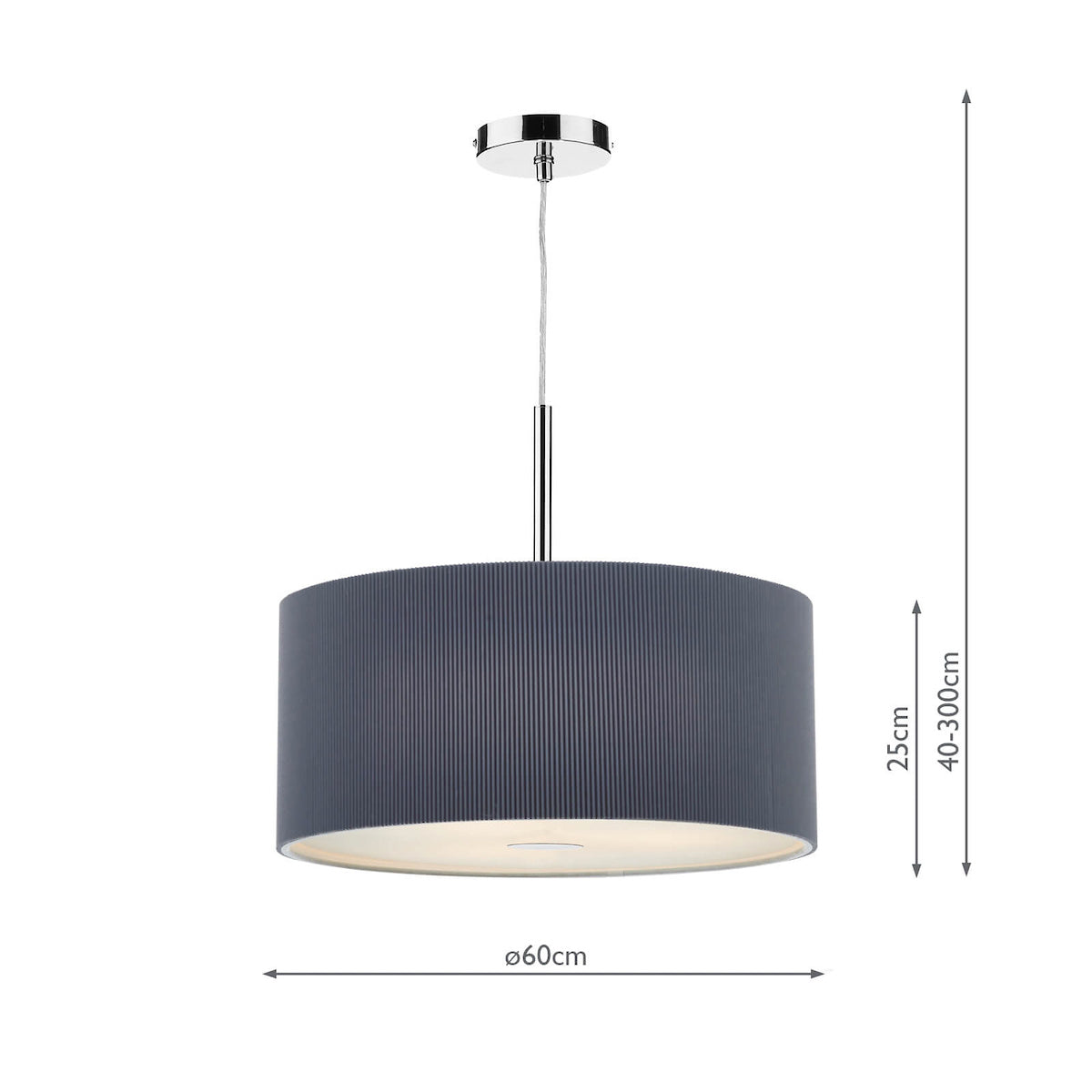 Zaragoza 3 Light Pendant 60cm Grey<br>Grey