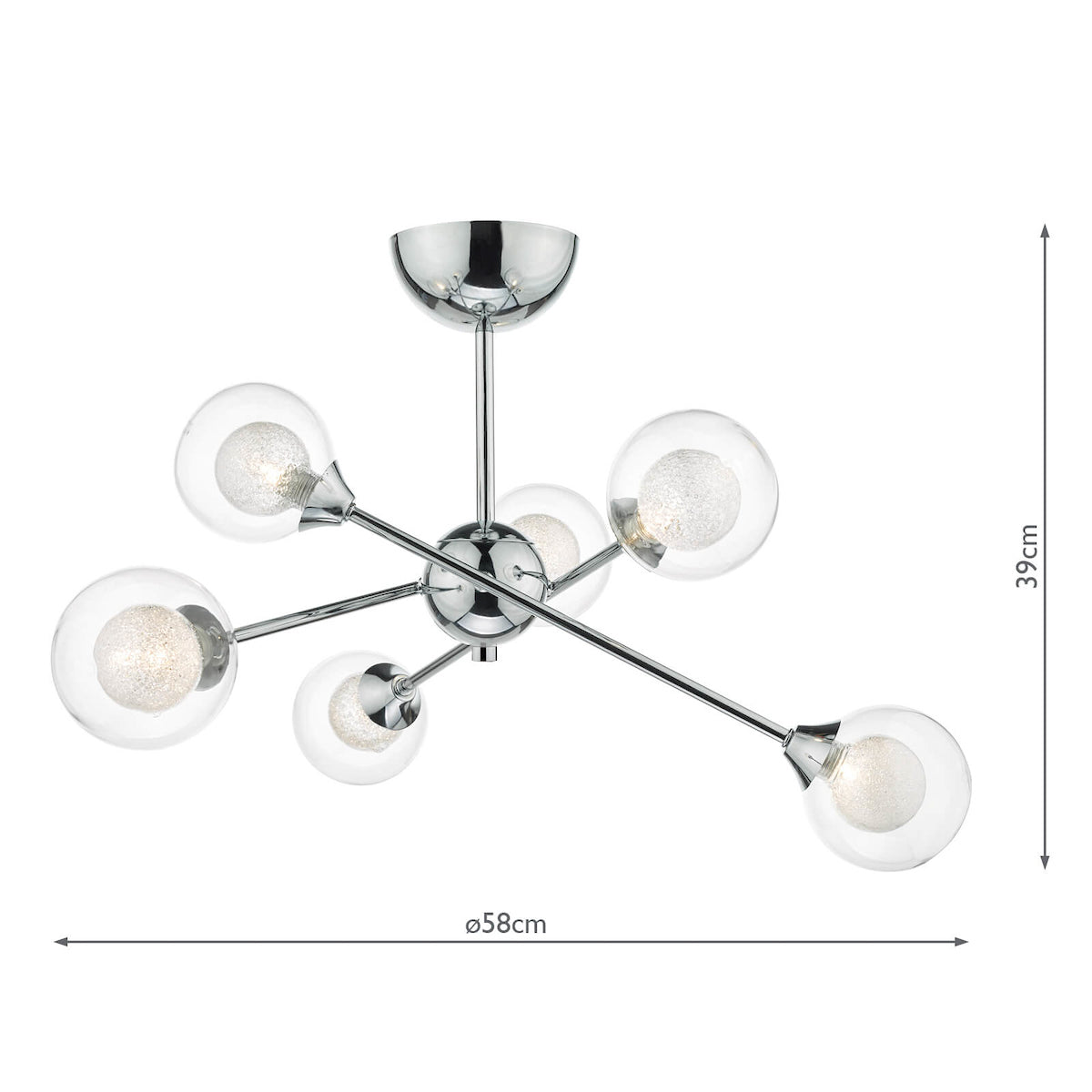 Zeke 6 Light Semi Flush Polished Chrome<br>Polished Chrome