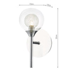 Zeke Wall Light Polished Chrome Glass<br>Polished Chrome