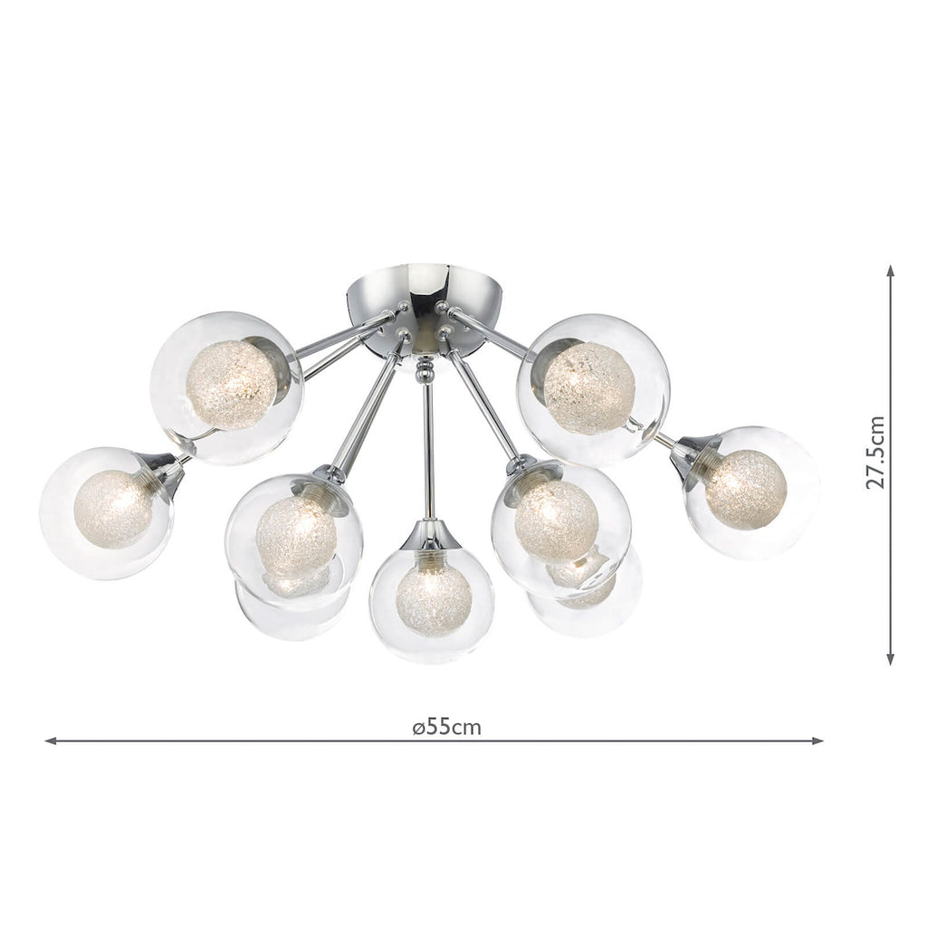 Zeke 9 Light Semi Flush Polished Chrome<br>Polished Chrome