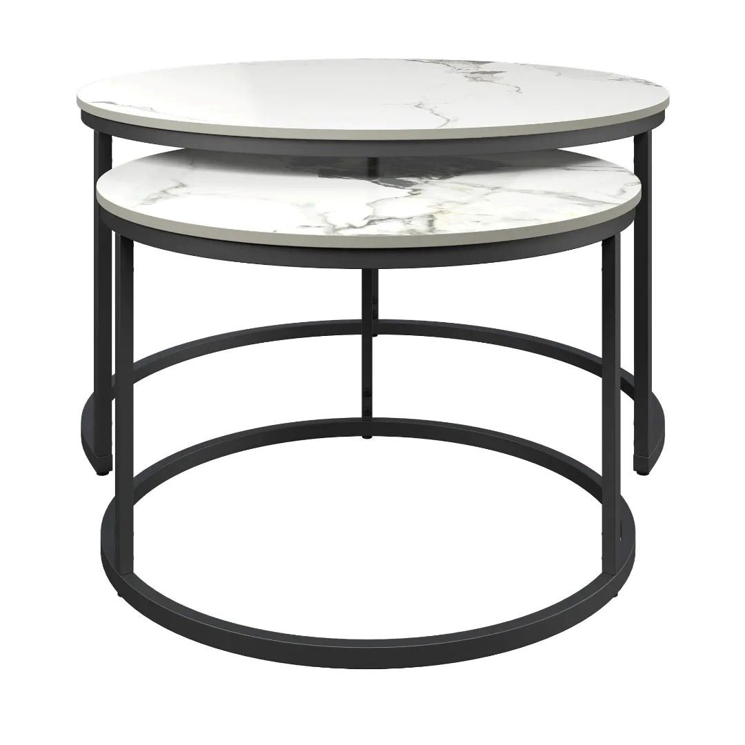Zico White Ceramic Coffee Table Set - Pair