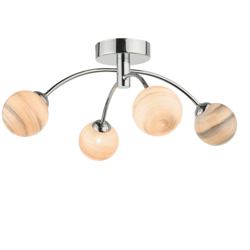 Izzy 4 Light Chrome Semi-Flush Ceiling Fitting