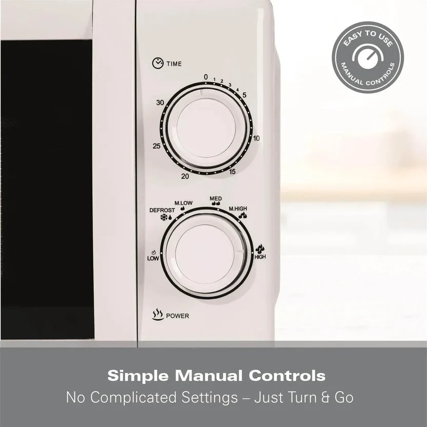 Hamilton Beach HBMX79SSW 20L Manual Microwave With Stainless Steel Cavity-White