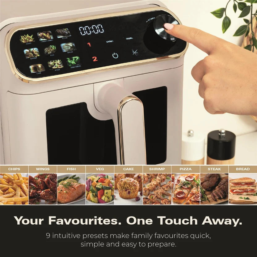 Hamilton Beach HBA12ST DualStack 11L Smart Air Fryer - Stone & Brushed Brass