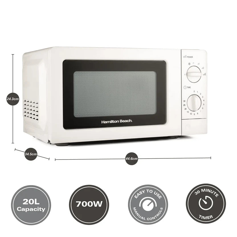 Hamilton Beach HB70T20W 20 Litre Standard Microwave in white