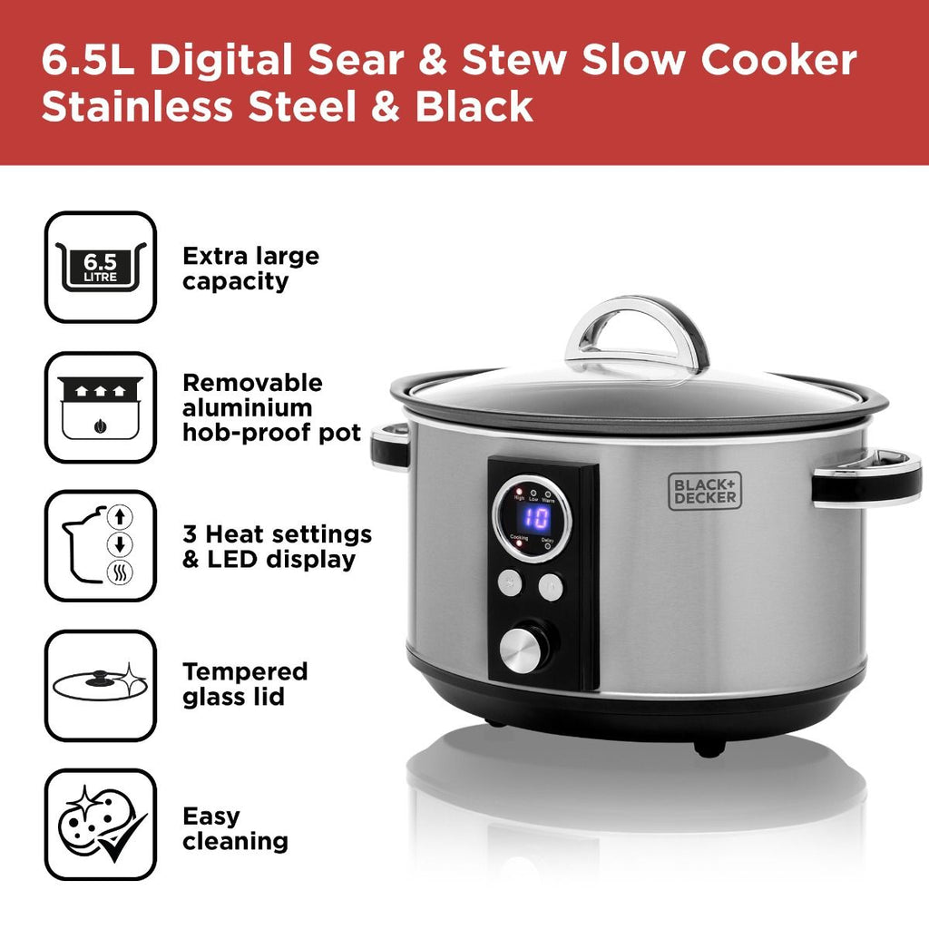 Black &amp; Decker  BXSC16045GB 6.5L Digital Slow Cooker