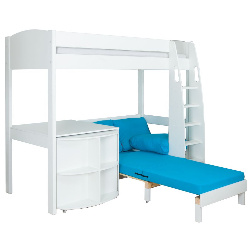 Stompa Uno S High Sleeper With Pullout Desk And Sofa - With Free Clip On Shelf