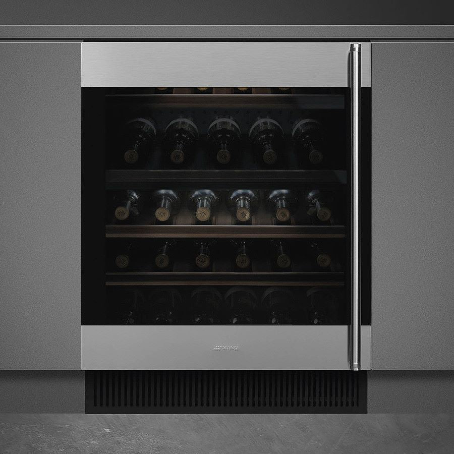 Smeg CVI338LX3 Classic Under Counter Wine Cooler with Left Hand Hinge Stainless Steel