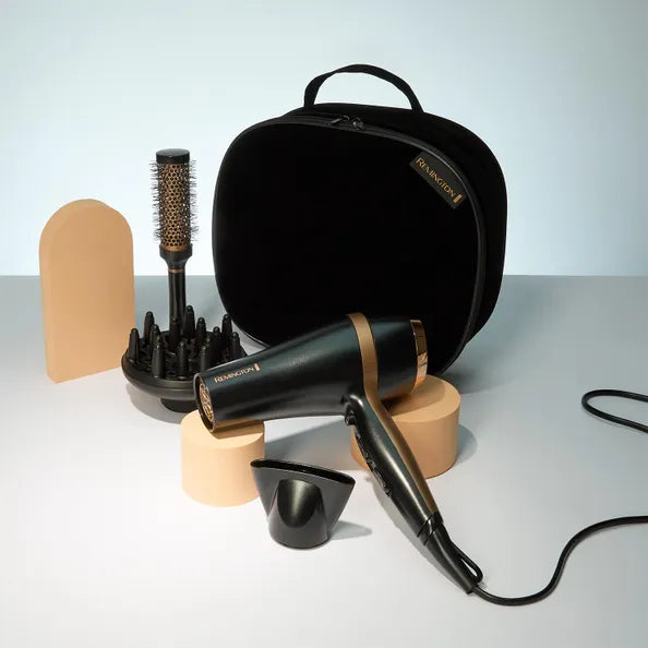 Remington D6960GP Salon Smooth Hairdryer Gift Set - Black & Gold