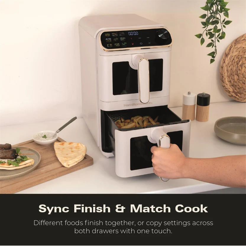 Hamilton Beach HBA12ST DualStack 11L Smart Air Fryer - Stone & Brushed Brass
