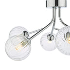 Yiska 6 Light Semi Flush Polished Chrome Ribbed Glass Polished Chrome