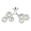 Yiska 6 Light Semi Flush Polished Chrome Ribbed Glass Polished Chrome