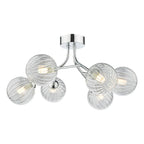 Yiska 6 Light Semi Flush Polished Chrome Ribbed Glass Polished Chrome