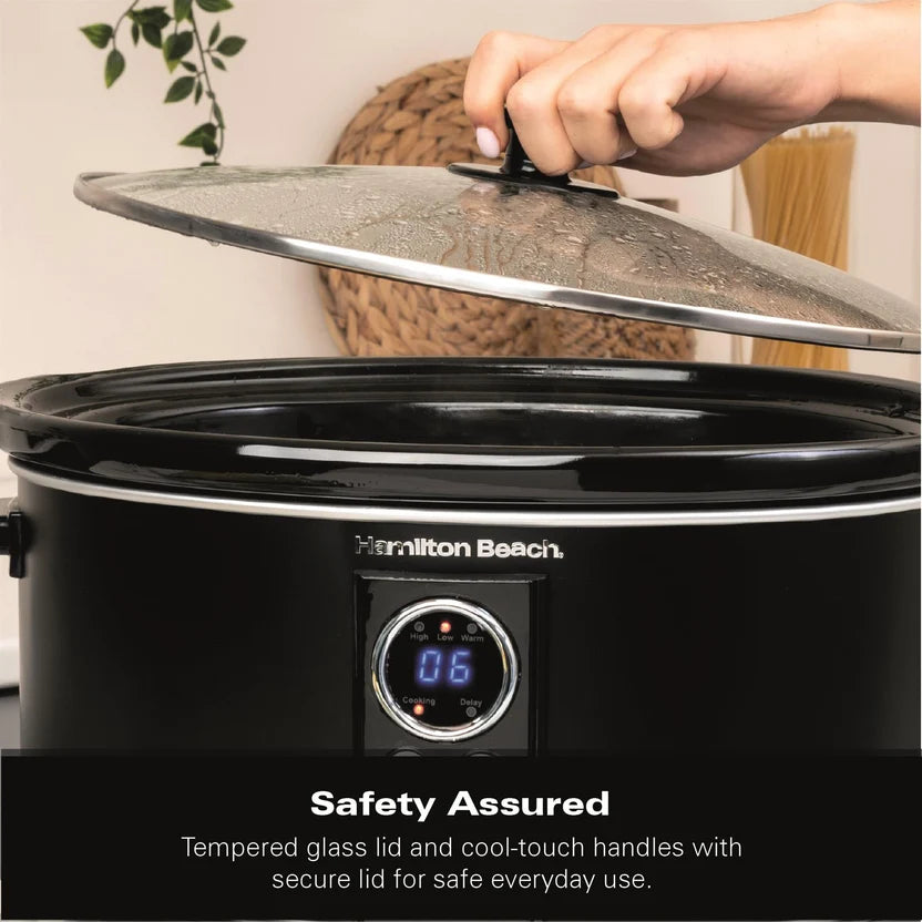 Hamilton Beach HBCDE650BLK 6.5L Digital Oval Slow Cooker - Black