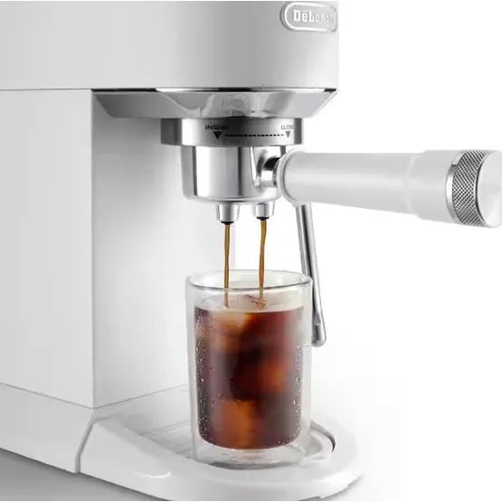 Delonghi EC890WI Dedica Duo Espresso Machine with Advanced Milk Steam Wand & Cold Brew Option in White