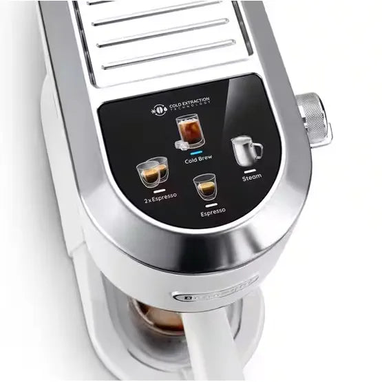 Delonghi EC890WI Dedica Duo Espresso Machine with Advanced Milk Steam Wand & Cold Brew Option in White