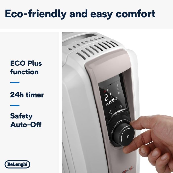 Delonghi Dragon 4 TRDSX40820E.WB  2kw Oil Filled Radiator with Electronic Timer - White