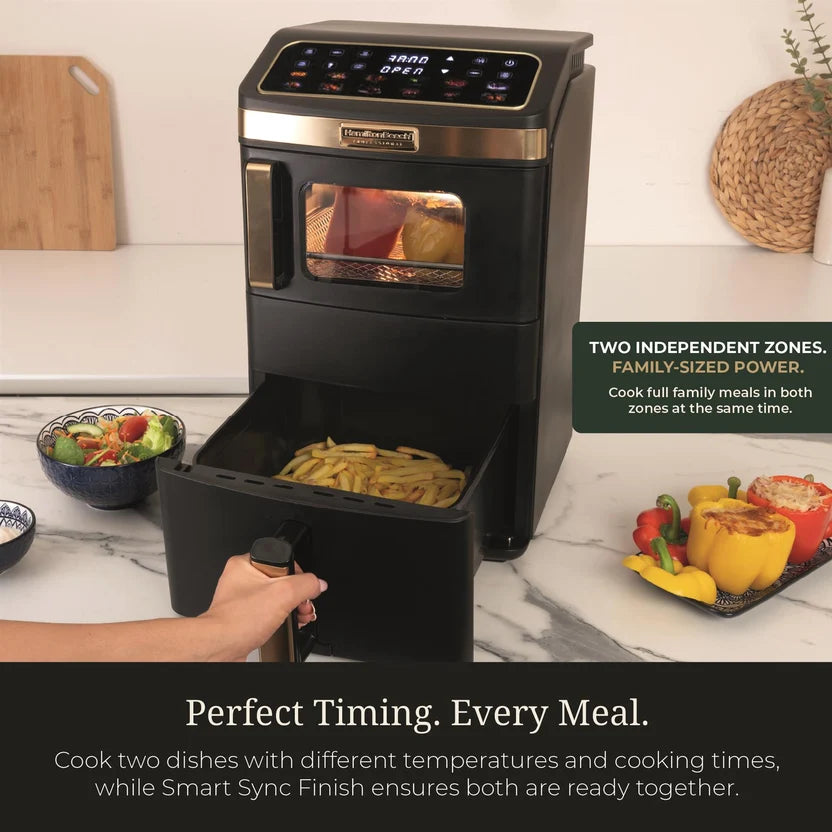 Hamilton Beach Professional HBPA25BK  DualStack 14.5L Air Fryer Oven - Black & Brushed Brass