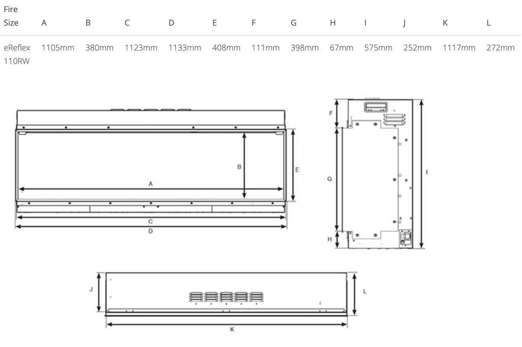 Gazco eReflex 110RW Inset Electric Fire