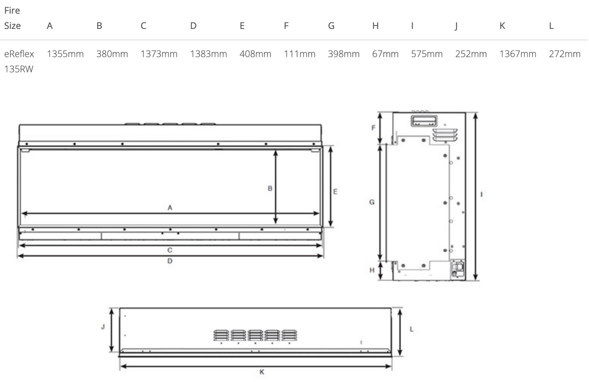 Gazco eReflex 135RW Inset Electric Fire