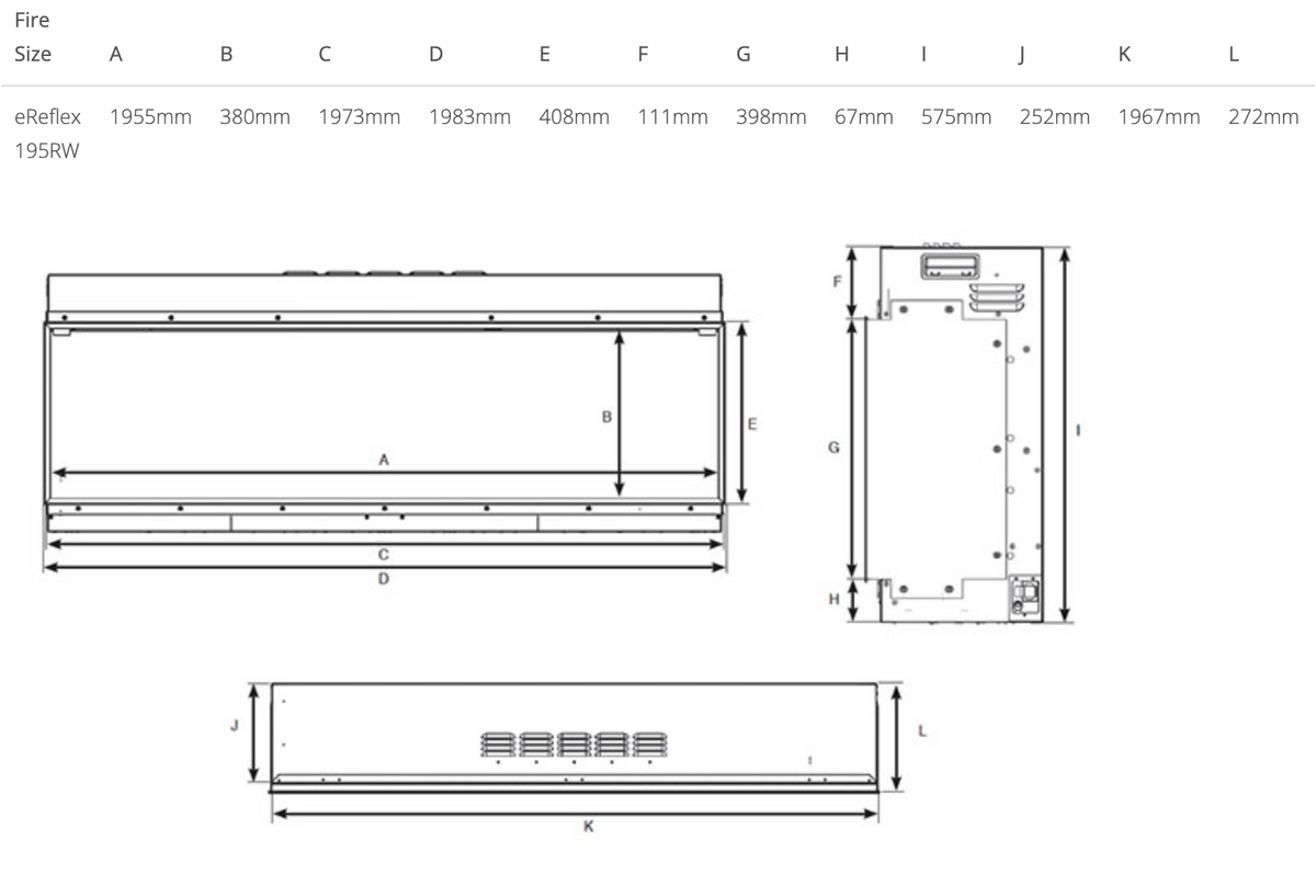 Gazco eReflex 195RW Inset Electric Fire