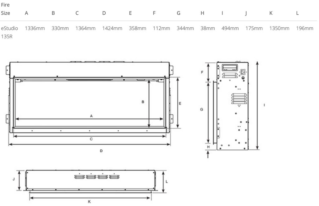 Gazco eStudio 135R Inset Electric Fire