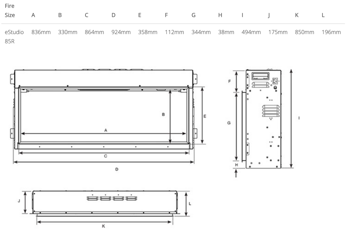 Gazco eStudio 85R Inset Electric Fire