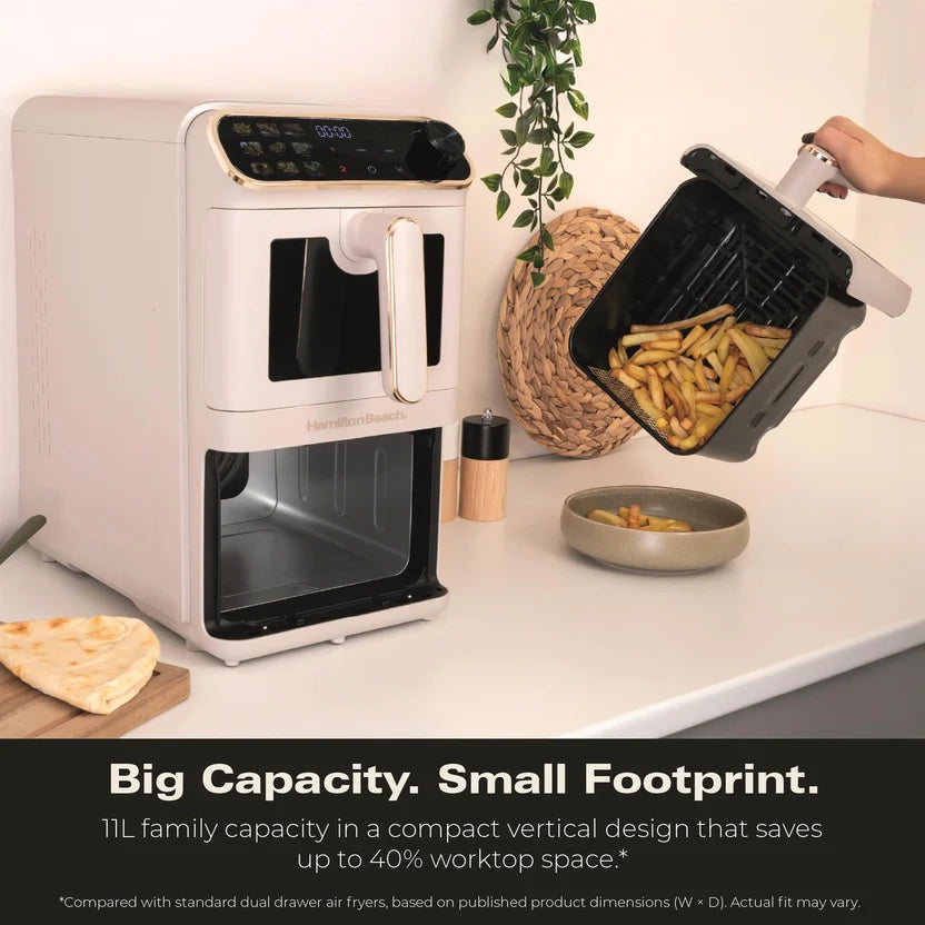 Hamilton Beach HBA12ST DualStack 11L Smart Air Fryer - Stone & Brushed Brass