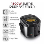 Tower T17001 Deep Fat Fryer with Adjustable Thermostat -  2L - 1500W - Black