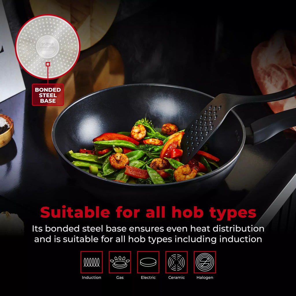 Tower T700318 SmartStart Gourmet 28cm Aluminium Multi-Pan & Lid Induction Compatible -  Oven Safe