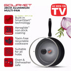 Tower T700318 SmartStart Gourmet 28cm Aluminium Multi-Pan & Lid Induction Compatible -  Oven Safe