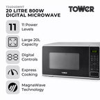 Tower T24045WHT 20L 800W Digital Microwave-White