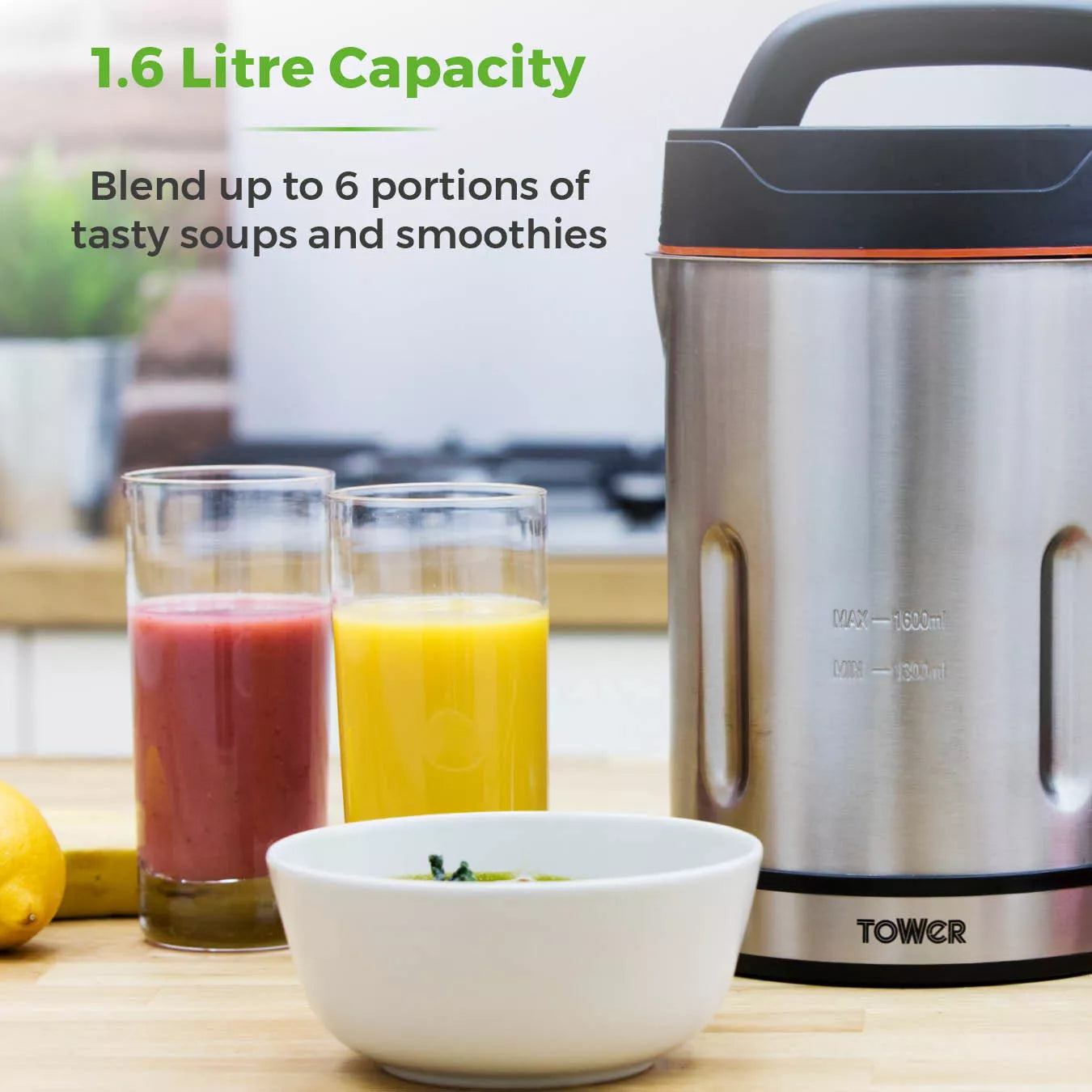 Tower T12031 Soup Maker 1.6ltr Stainless Steel