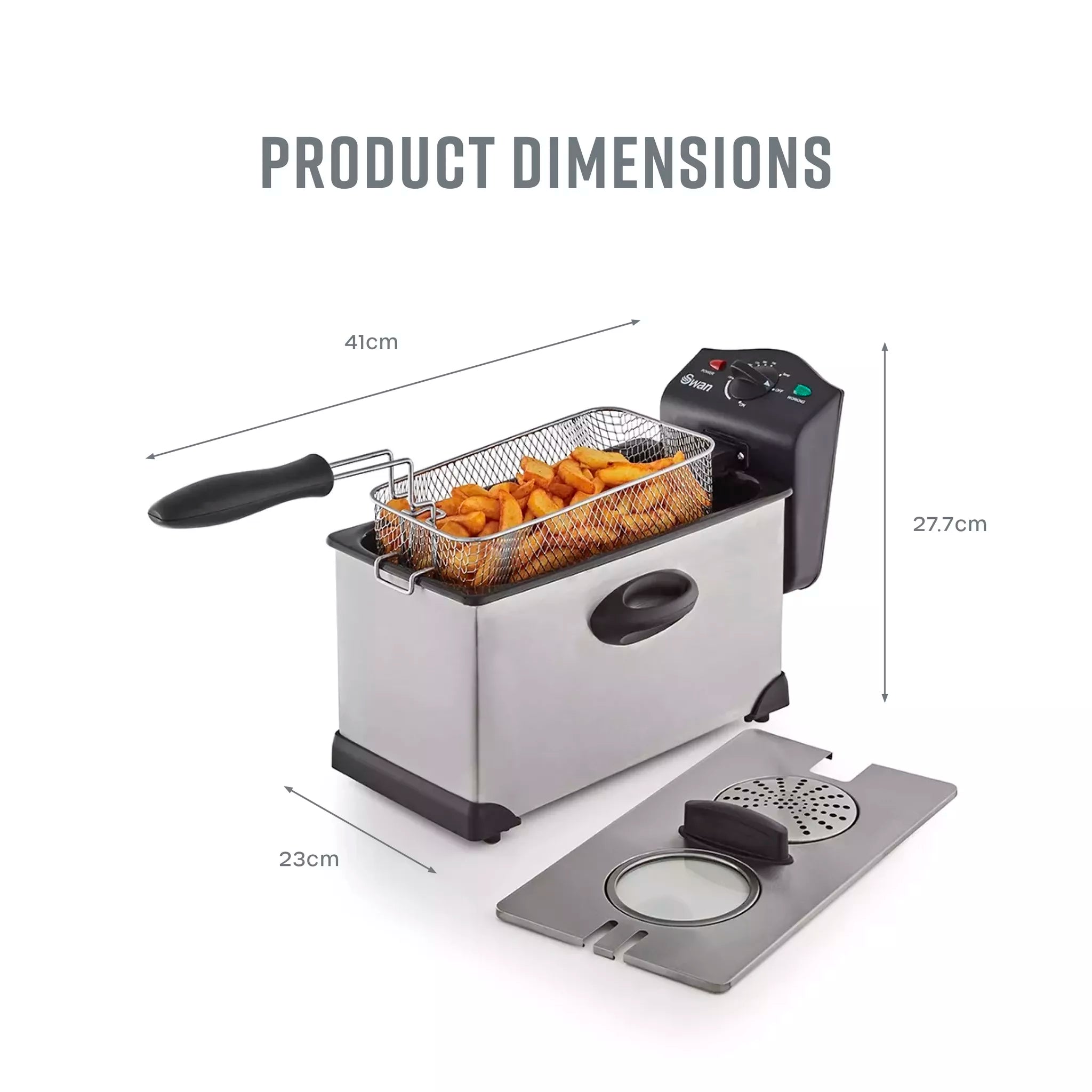 Swan SD6040N 3 Litre Fryer in Stainless Steel - Viewing Window