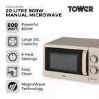 Tower T24042MSH 20L 800W Manual Microwave-  Latte