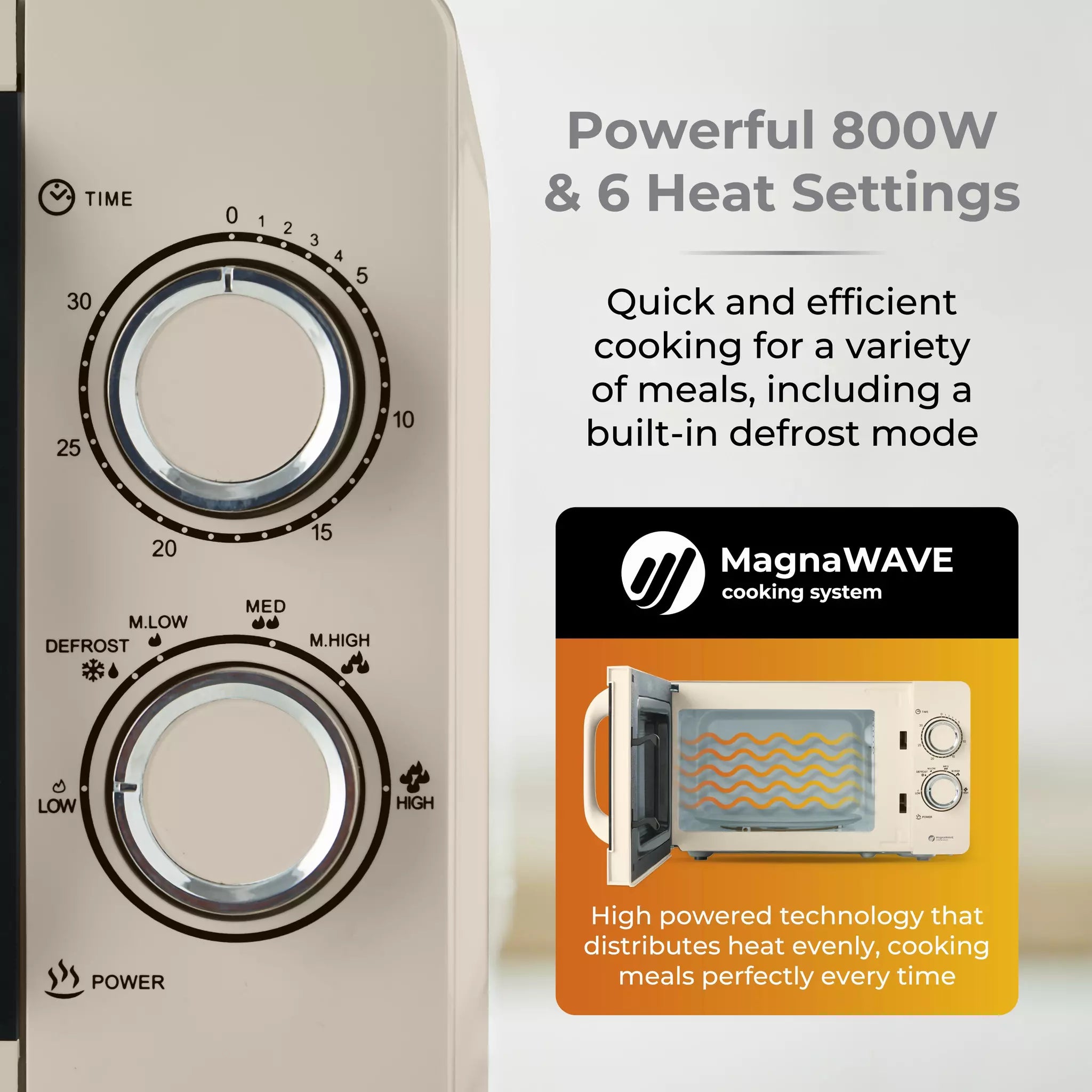 Tower T24042MSH 20L 800W Manual Microwave-  Latte
