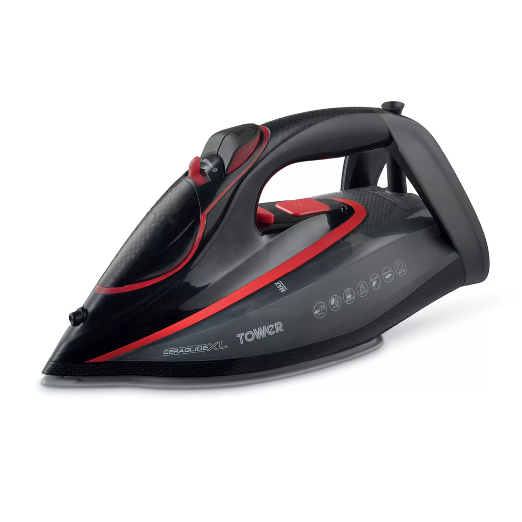 Tower T22034RED Ceraglide XL Soleplate One Temp  Steam Iron