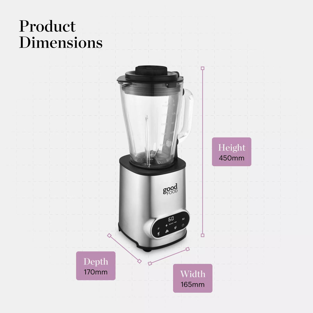 Good Food By Tower GF12013 Digital 1.5L Jug Blender with 5 Speed Settings - 1200W - Stainless Steel