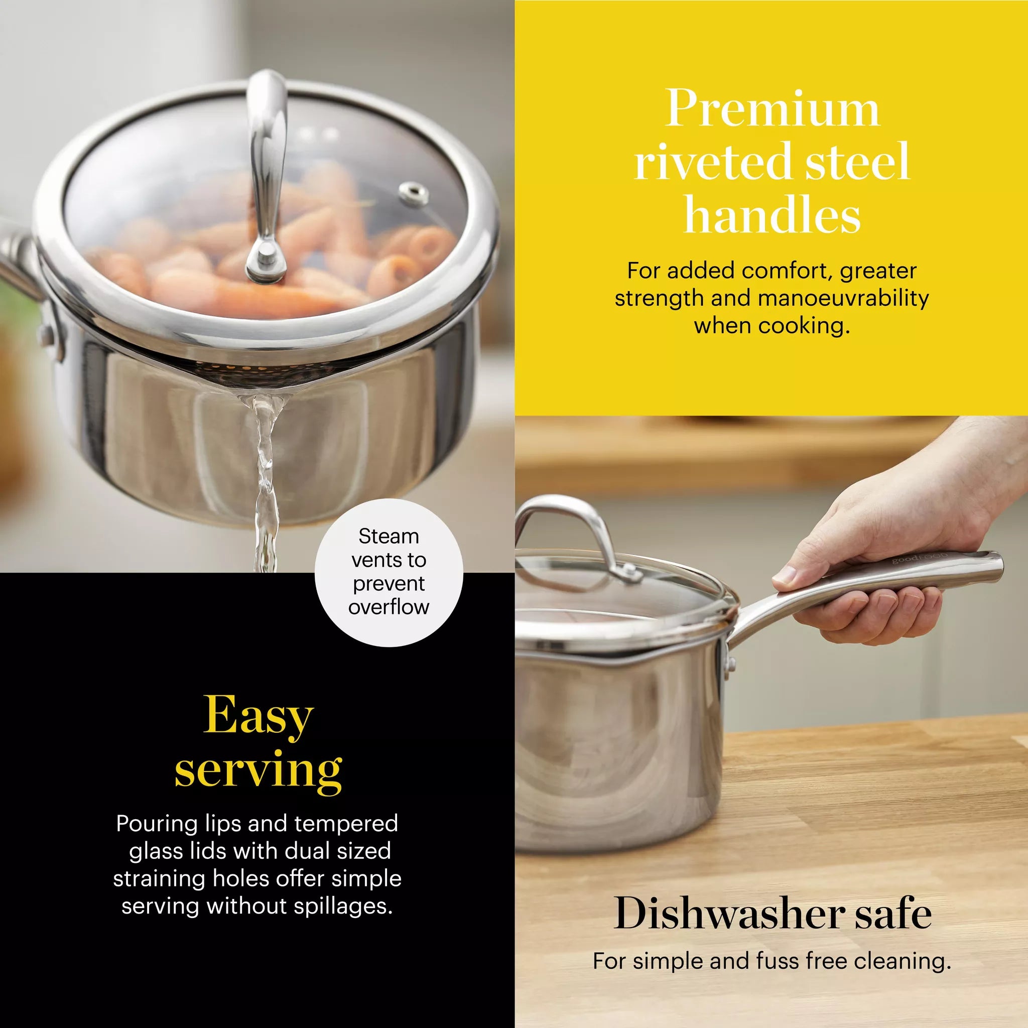 Good Food By Tower GF900276 Tri-Ply 5 Piece Cookware Set