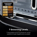 Tower T20083GRY Saturn 2-Slice Toaster with 7 Browning Levels - Defrost/Reheat/Cancel - Grey and Chrome Accents