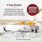Tower T16150 Buffet Server with 3 x 1.5L Tray Capacity  200W Stainless Steel