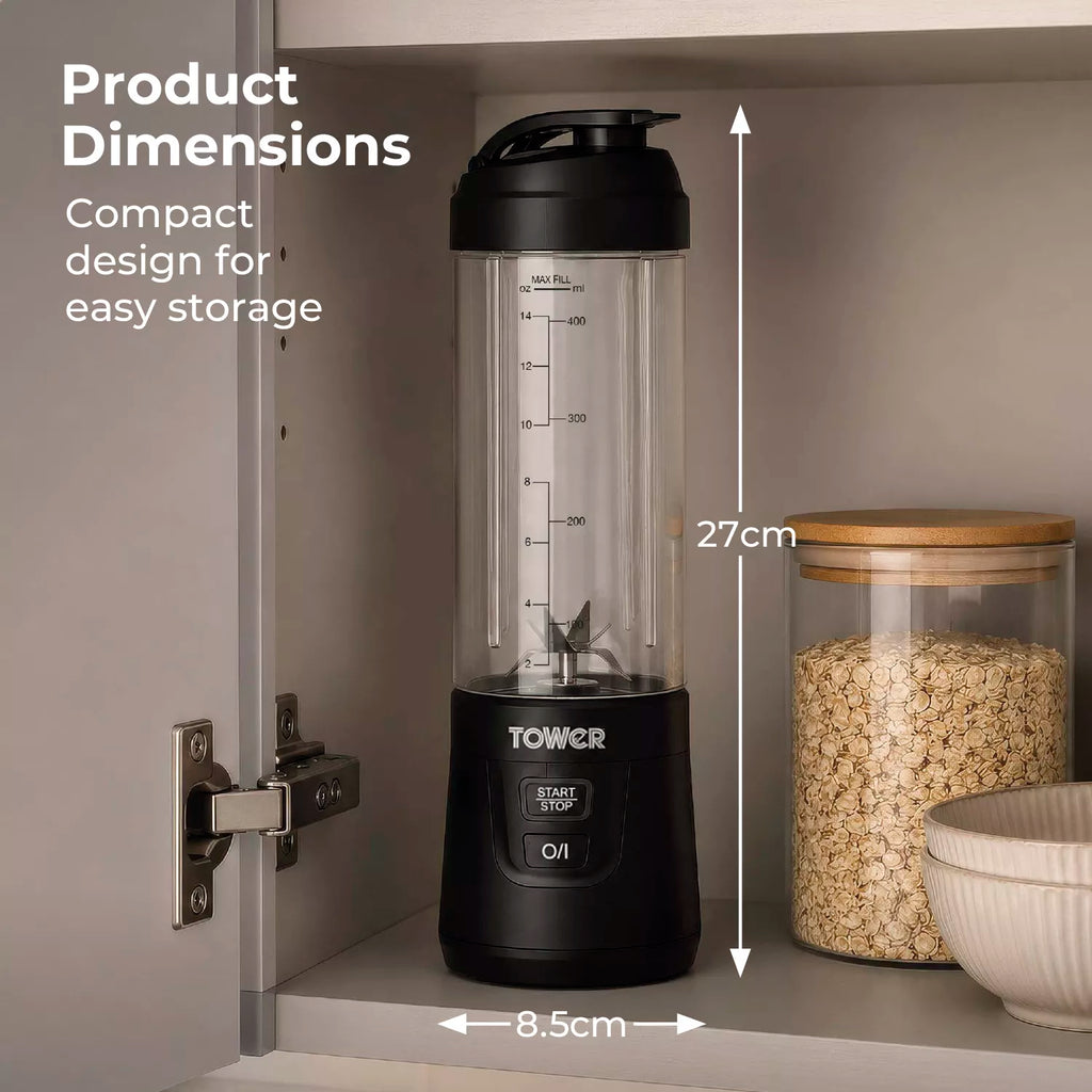 Tower T120100 Portable Rechargeable Blender- Black