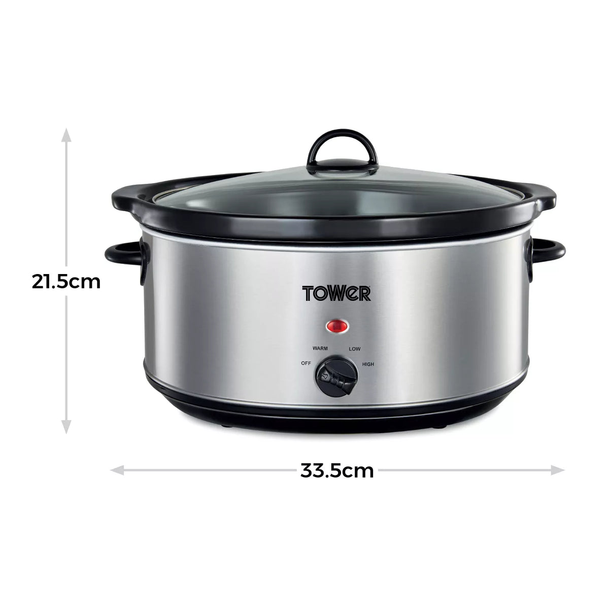 Tower T16040Y 6.5 Litre  Slow Cooker- Stainless Steel
