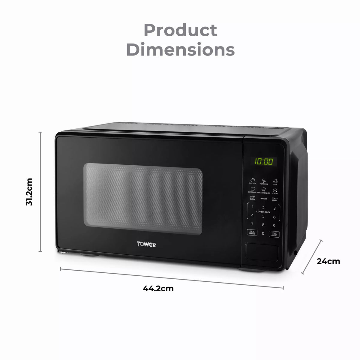 Tower T24045BLK 20 Litre 800W Digital Microwave- Black