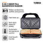 Tower T27032 3-in-1 Deep Fill Sandwich and Waffle Maker